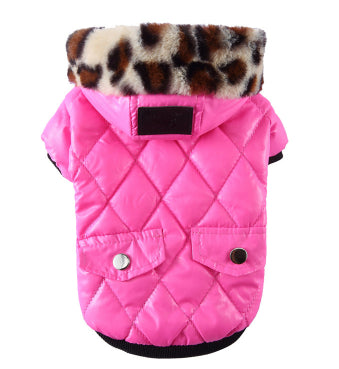 Winter Dog Coat with Fur Collar – Warm Pet Jacket for Autumn & Winter