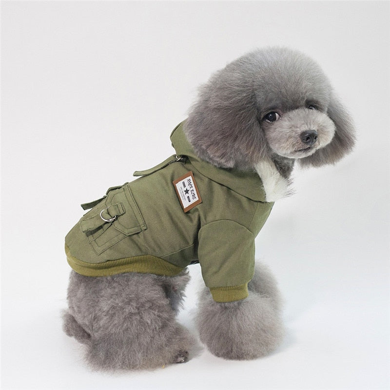 Hooded Dog Coat – Warm Cotton Winter Jacket for Small Dogs