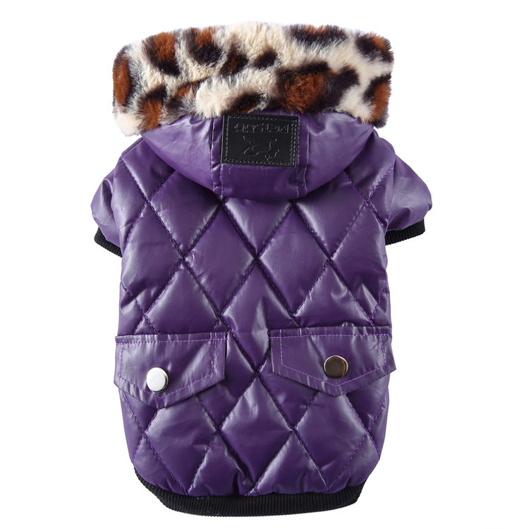 Winter Dog Coat with Fur Collar – Warm Pet Jacket for Autumn & Winter