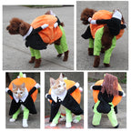 Halloween Pumpkin Dog Costume – Soft Velvet Pet Outfit for Small & Medium Dogs