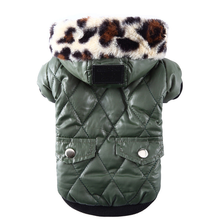 Winter Dog Coat with Fur Collar – Warm Pet Jacket for Autumn & Winter