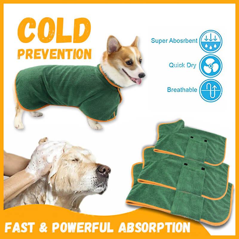 Absorbent Dog Bathrobe – Microfiber Fast-Dry Pet Towel Coat with Adjustable Fit