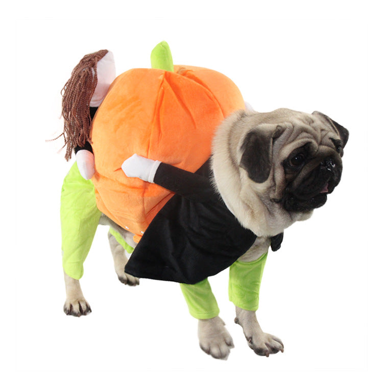 Halloween Pumpkin Dog Costume – Soft Velvet Pet Outfit for Small & Medium Dogs