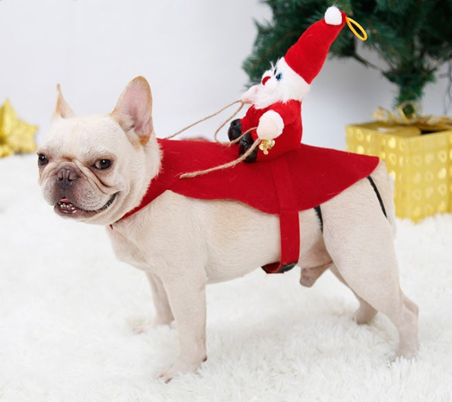 Christmas Dog Costume – Santa Claus Riding Reindeer Outfit for Dogs