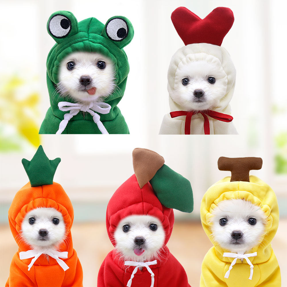 Cute Fruit Dog Hoodie – Warm Fleece Pet Clothes for Small Dogs & Puppies