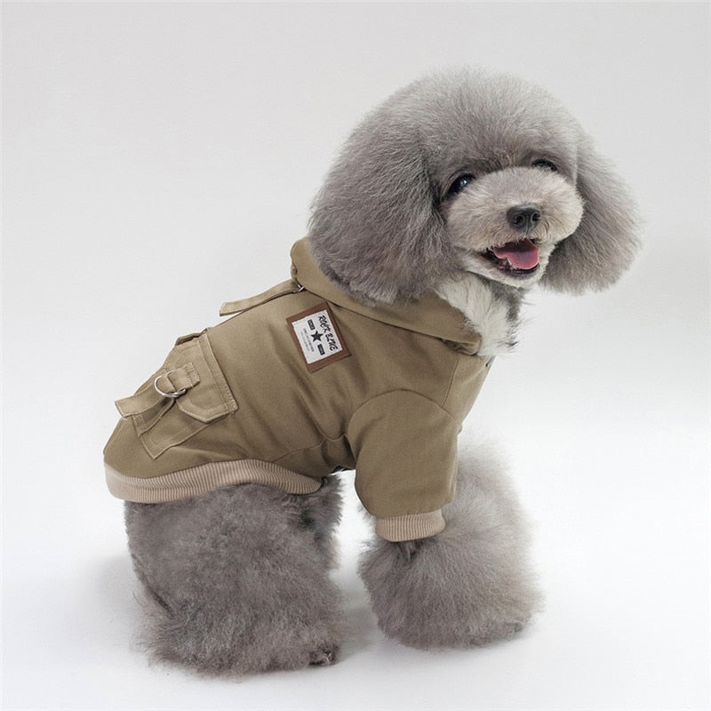 Hooded Dog Coat – Warm Cotton Winter Jacket for Small Dogs