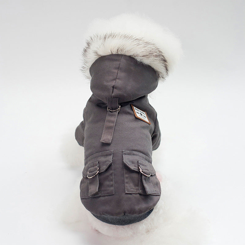 Hooded Dog Coat – Warm Cotton Winter Jacket for Small Dogs