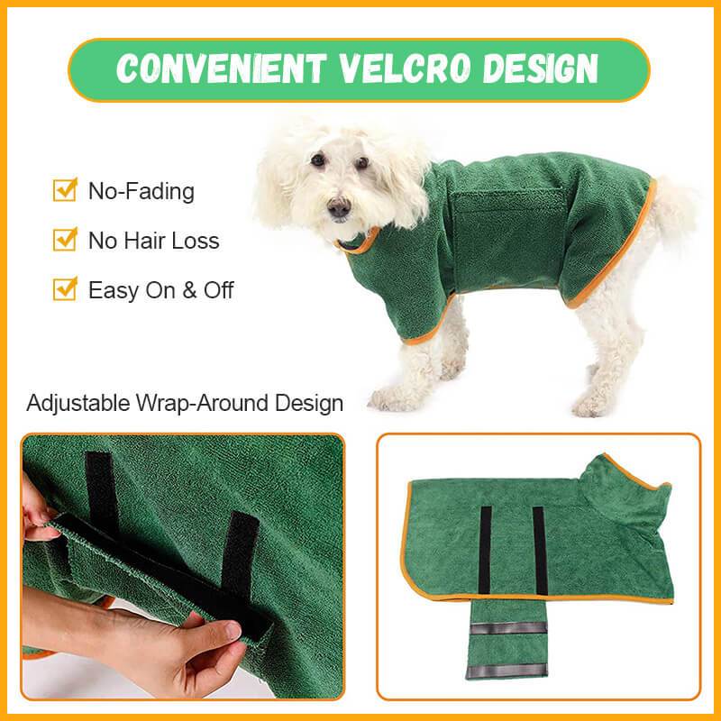 Absorbent Dog Bathrobe – Microfiber Fast-Dry Pet Towel Coat with Adjustable Fit
