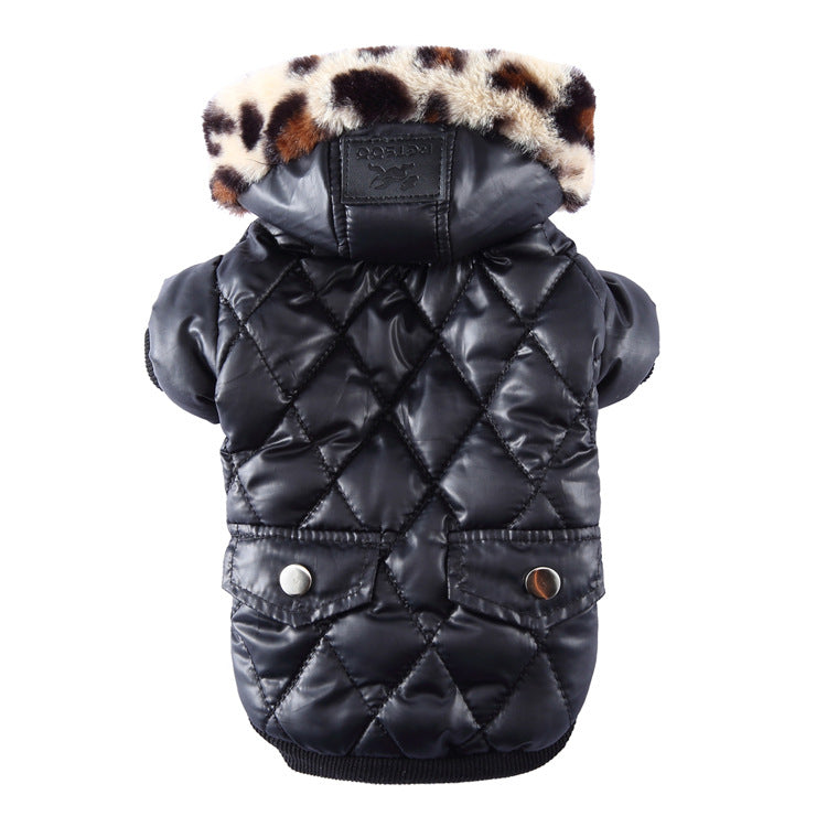 Winter Dog Coat with Fur Collar – Warm Pet Jacket for Autumn & Winter