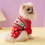 Christmas Dog Sweater – Knitted Wool Holiday Sweater with Elk & Tree Design