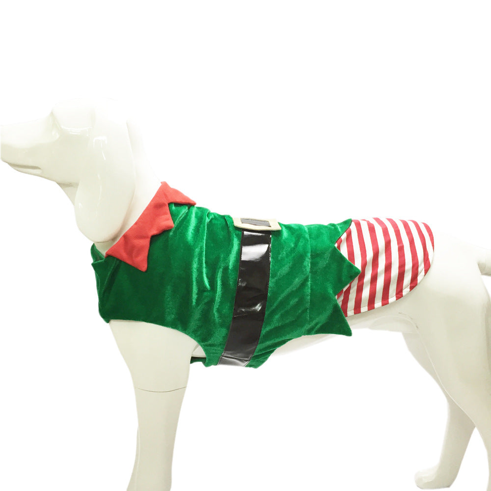 Christmas Elf Dog Costume – Festive Two-Leg Pet Outfit with Adjustable Fit (S–XXL)