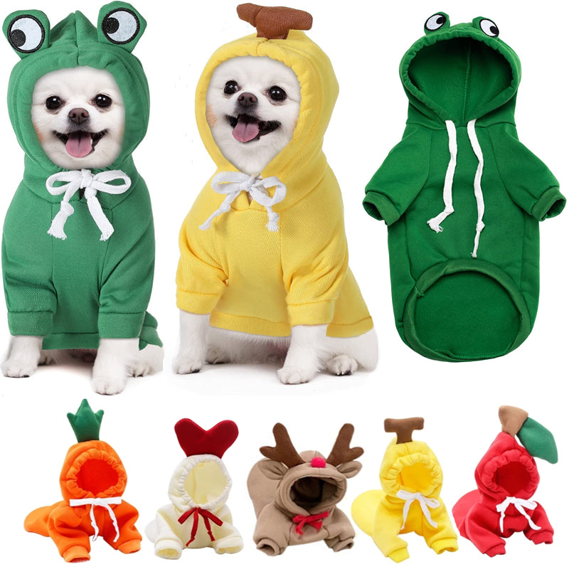 Cute Fruit Dog Hoodie – Warm Fleece Pet Clothes for Small Dogs & Puppies