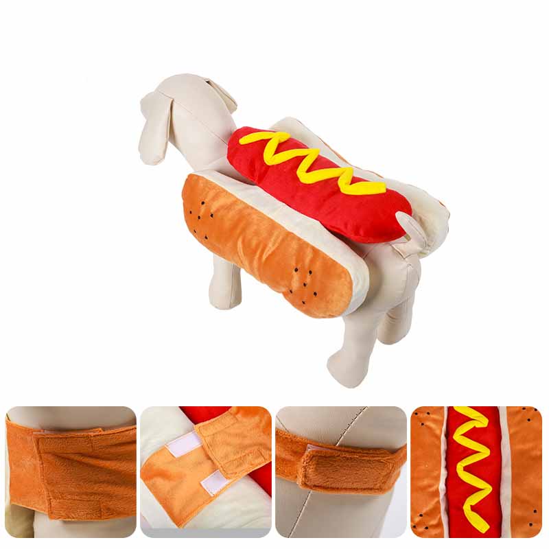 Hot Dog Dog Costume – Funny Halloween Pet Outfit for Dogs & Cats (S–XXL)
